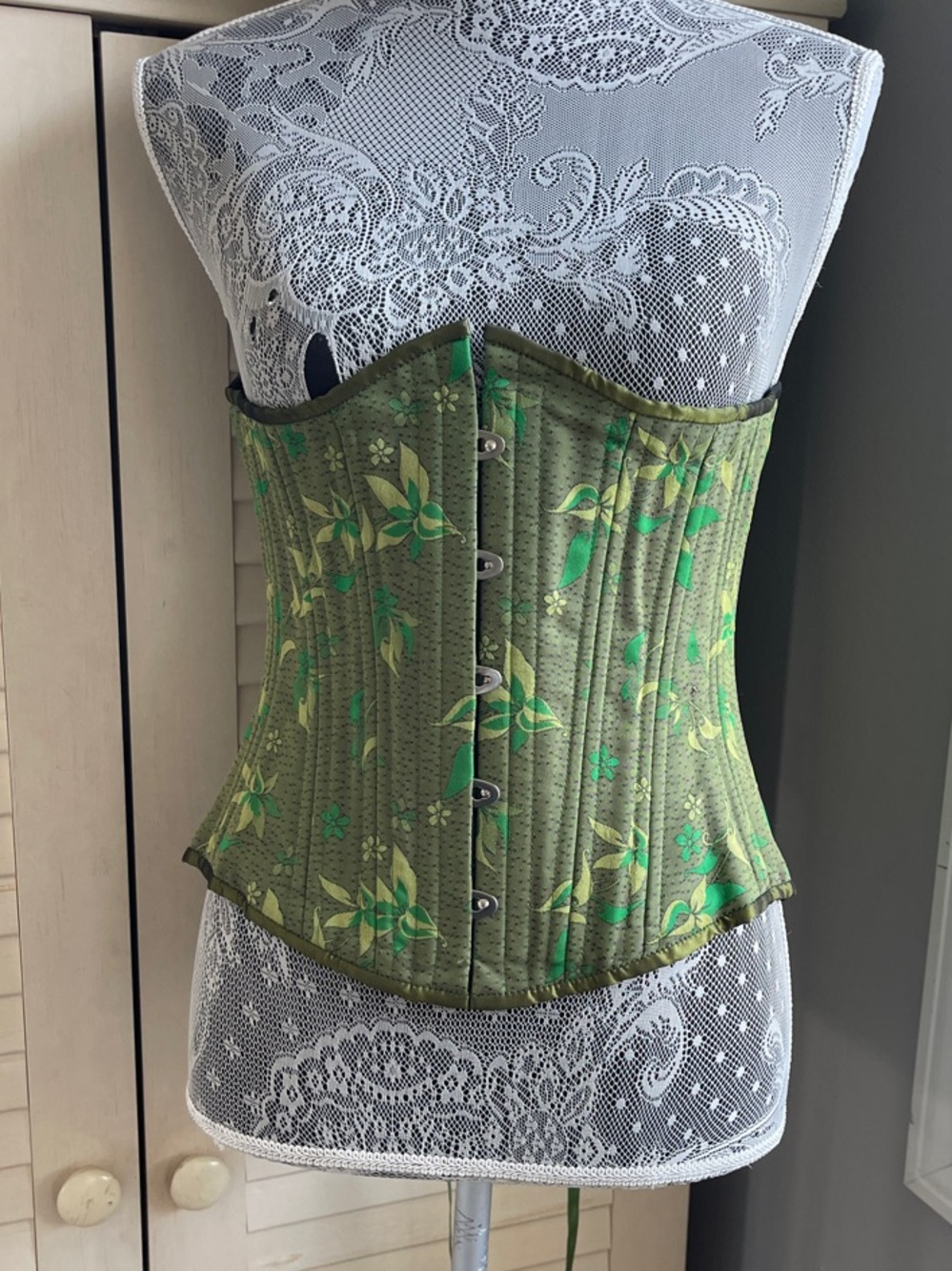 Olive Green Floral  Corset size 24